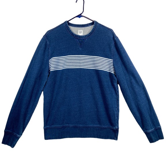 Gap Blue Long Sleeves Pull Over Stripe Sweater  Size Medium - Picture 1 of 7